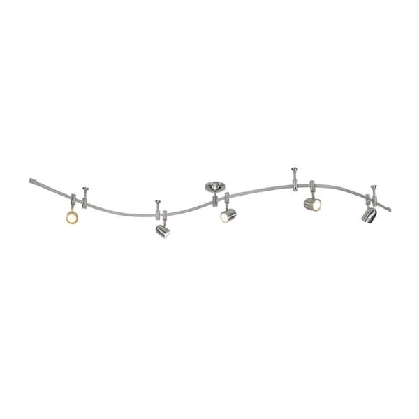 Flex Track 8 ft. Brushed Nickel LED Ceiling Mounted Hard Wired Track Lighting Kit with Pinhole Head