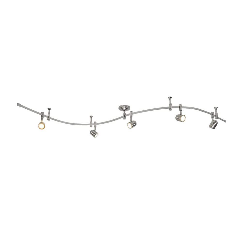 Flex Track 8 ft. Brushed Nickel LED Ceiling Mounted Hard Wired Track Lighting Kit with Pinhole Head price history on PriceWatchPro