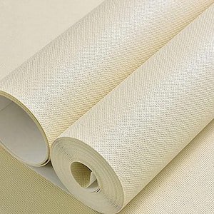Linen Texture Vinyl Peel and Stick Wallpaper Roll, Yellow, 2 ft. x 33 ft./Roll(1 Roll)