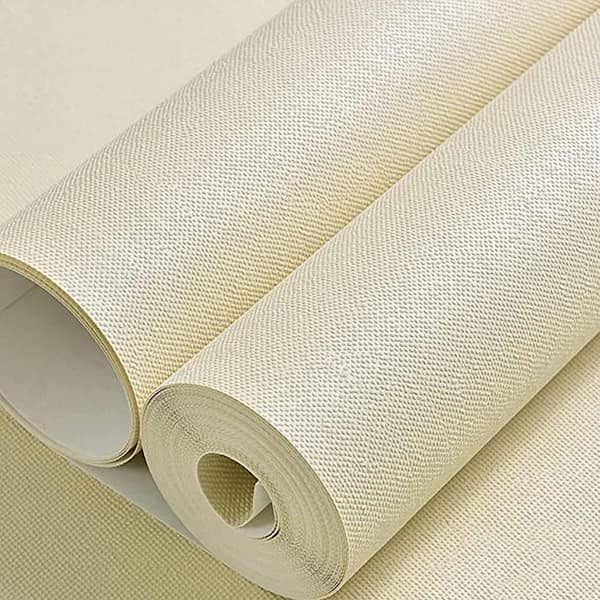 Ejoy Linen Texture Vinyl Peel and Stick Wallpaper Roll, Yellow, 2 ft. x 33 ft./Roll(1 Roll)