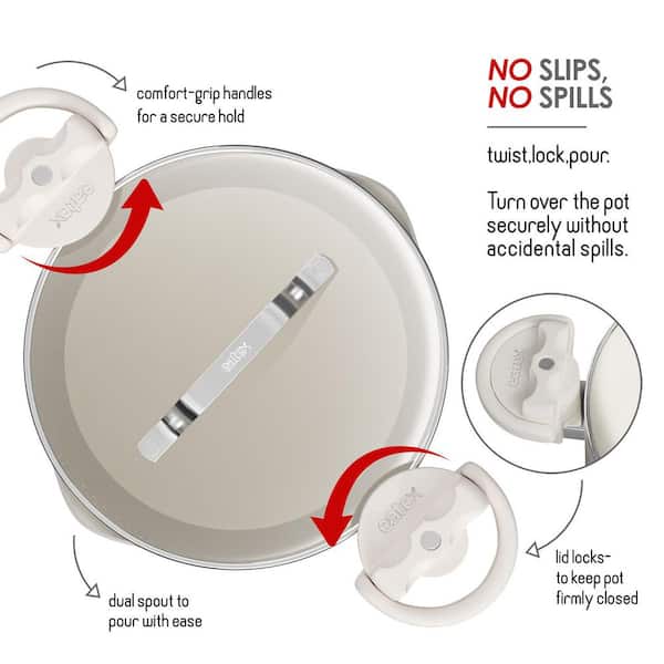 EATEX Cream/White Ceramic Aluminum Nonstick Pasta Pot with