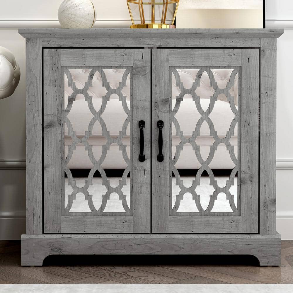 Linon Home Decor Maxwell Grey Small Accent Storage Cabinet with Glass Pane  Overlay THD03539 - The Home Depot