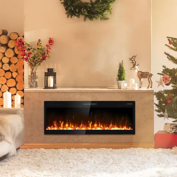 42 in. Insert-Type Electric Fireplace in Black, with Remote, 8H Timer, 5-Speed Flames, 12 Flame Colors, 750W/1500W