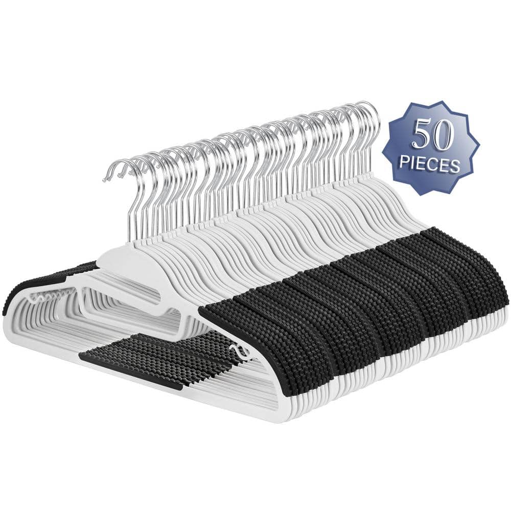  Uniware® Flocked Suede Hanger with Pants Hanger (Set of 12,  Black) : Home & Kitchen
