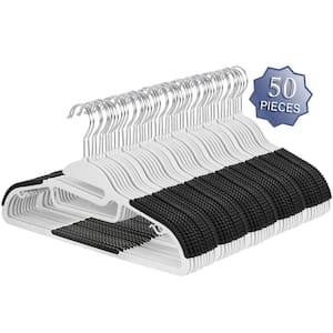 Non Slip Hanger with U-slide in White and Black 50 Piece