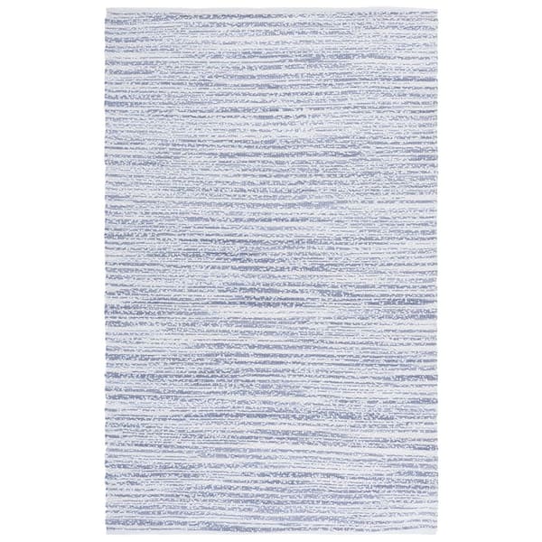 Renewal 8 ft. x 10 ft. Blue/Ivory Abstract Striped Area Rug
