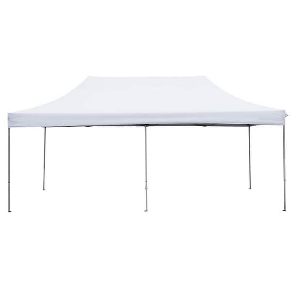 OVASTLKUY 10 ft. x 20 ft. White Outdoor Patio Canopy Tent Pop-Up Tent with Carrying Bag