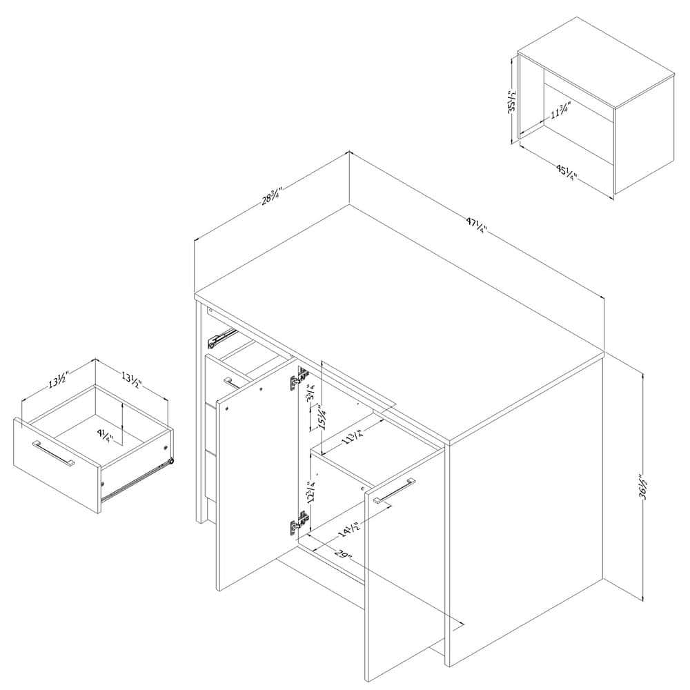 Myro Kitchen Island, Faux Black Stone and White - thumbnail 2