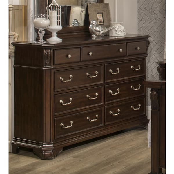 NEW CLASSIC HOME FURNISHINGS New Classic Furniture Emilie Tudor Brown Gray 9-drawer 66 in. Dresser