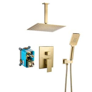 Miscool Rainfall 1-Handle 1-Spray Wall Mount 12 in. High Pressure Shower  Faucet in Brushed Gold (Valve Included) SHSMDH10C003BGL - The Home Depot