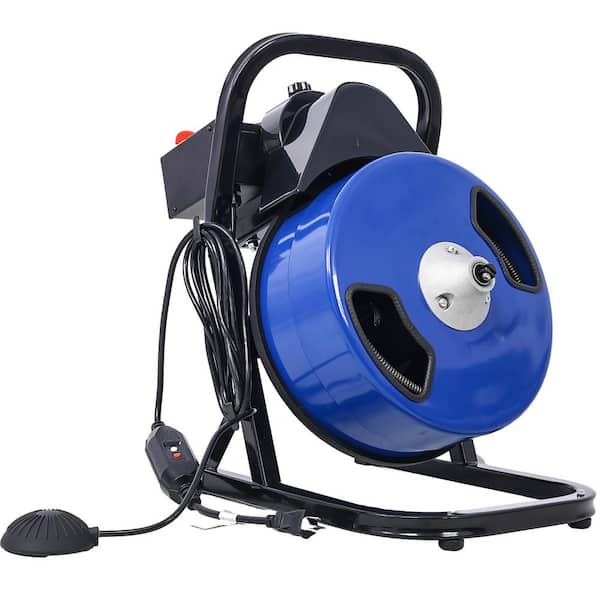 Electric Drain Auger 60 ft. x 1/2 in. Drain Cleaner Machine with 4-Cutter and Foot Switch for 1 in. to 4 in. Pipe