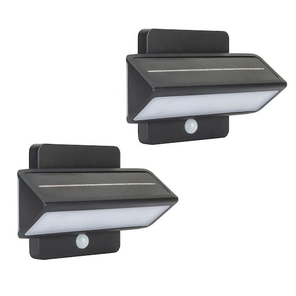 Architectural Black Outdoor Solar Warm White LED Motion Sensing Security Light with Dual Color Back Accent (2-Pack)