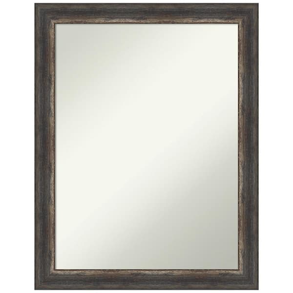 Amanti Art Bark Rustic Char Narrow 21.5 in. H x 27.5 in. W Framed Non-Beveled Bathroom Vanity Mirror in Black, Brown, Silver
