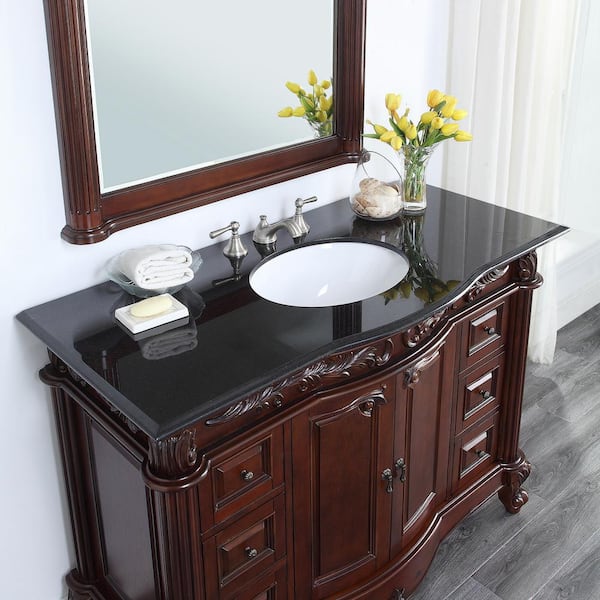 Rich Mahogany With Granite Vanity Top, Bathroom Ideas With Black Vanity Top