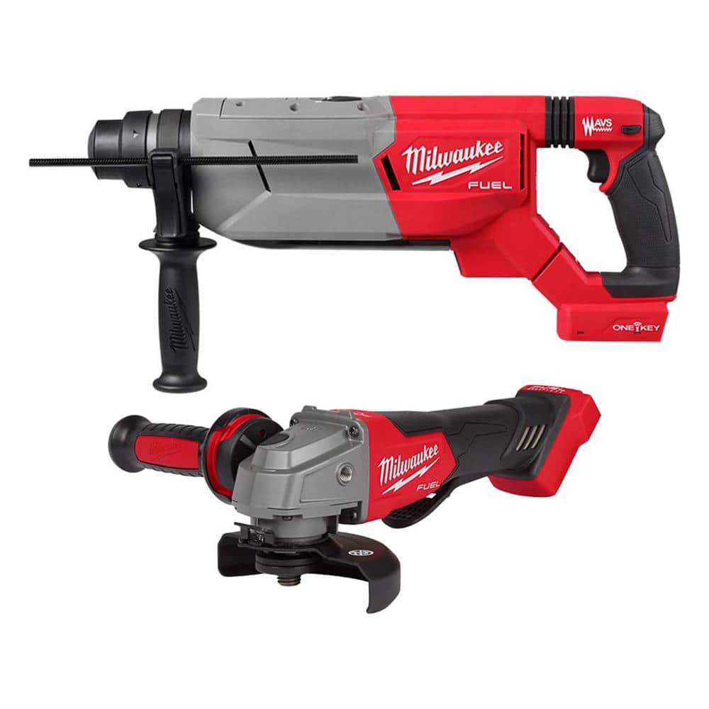 Milwaukee M18 FUEL ONE-KEY 18V Lithium-Ion Brushless Cordless 1-1/4 in. SDS-Plus  D-Handle Rotary Hammer w/M18 FUEL Angle Grinder 2916-20-2880-20 The Home  Depot