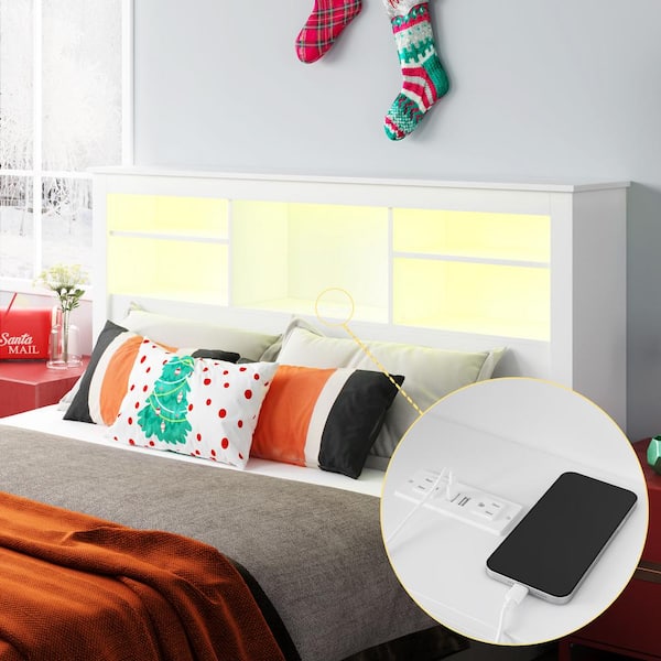 Queen headboard with lights and usb hotsell