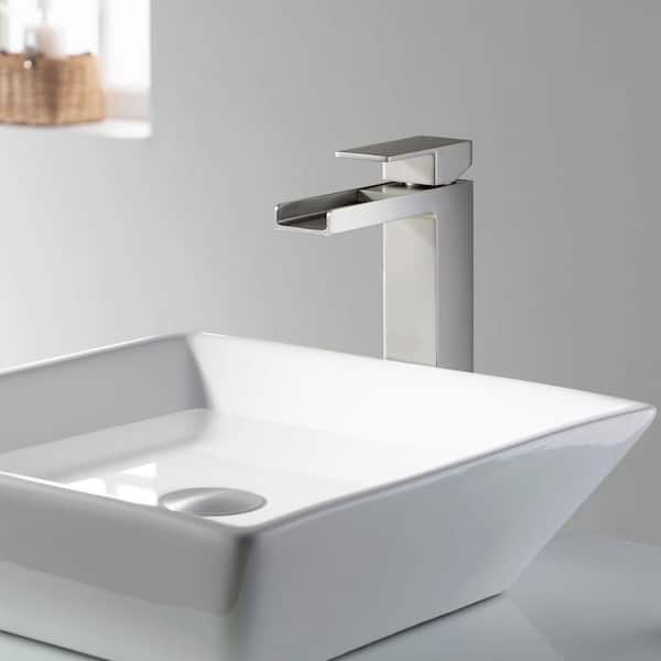 Single Handle Lever Handle Single Hole Bathroom Sink Faucet with Supply Lines and Pop-Up Drain in Brushed Nickel