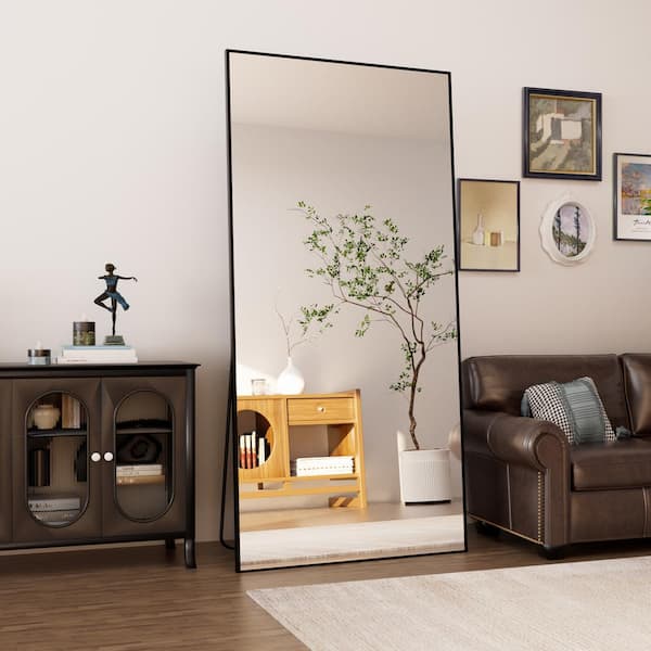 Sxiawe 28 in. W x 71.2 in. H Oversized Modern Classic Rectangular Aluminum Frame Black Full Length Floor Mirror Wall Mirror