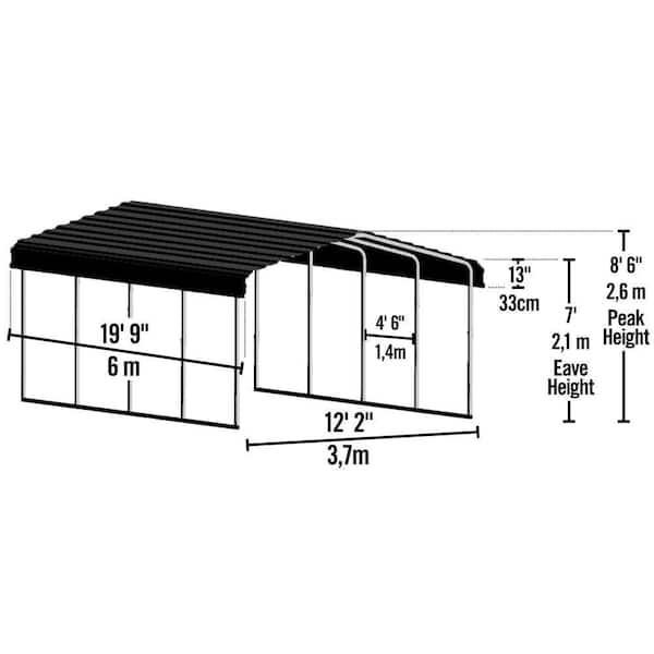 12 ft. W x 20 ft. D x 7 ft. H Eggshell Galvanize Steel Carport, Car Canopy and Shelter