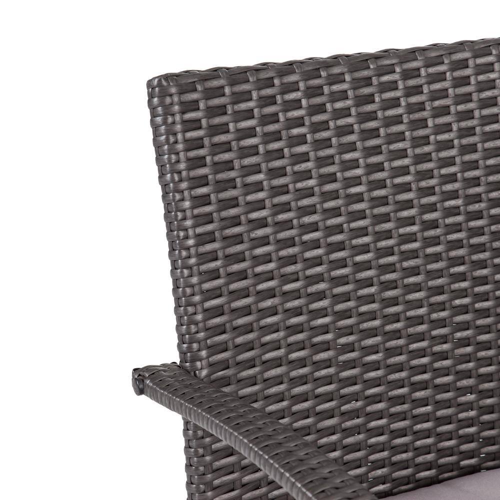Light Gray Acacia Wood and Wicker 6-Piece Outdoor Dining Set