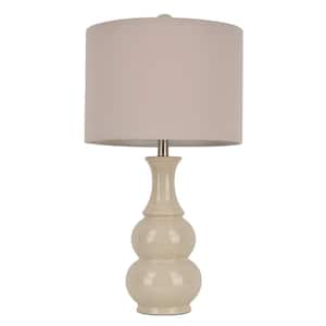 Crackle Ceramic 26.5 in. Ivory Table Lamp with Linen Shade