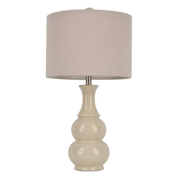 Decor Therapy Crackle Ceramic 26.5 in. Ivory Table Lamp with Linen Shade