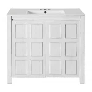36 in. W x 18.3 in. D x 34 in. H Single Sink Bath Vanity in Antique White with White Ceramic Top