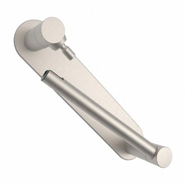 Double Post Wall Mounted Pivoting Toilet Tissue Holder, Stainless Steel and Zinc Alloy, No Drilling, Brushed Nickel