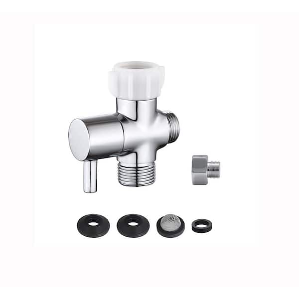 Bidet T Adapter Attachment with Shut Off Valve, Brass 3 Way T Valve for Handheld Toilet Sprayer, 7/8"×7/8"×1/2" or 3/8"