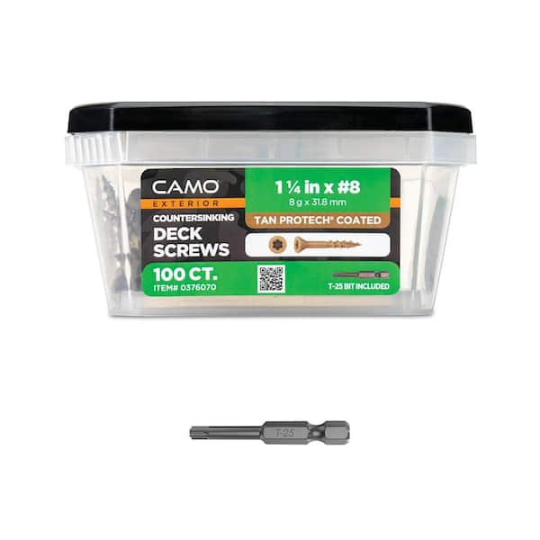 #8 x 1-1/4 in. Tan ACQ Rated Star Drive Flat Head Wood Deck Screw (100-piece)