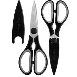 8 in. Multi-Purpose Stainless Steel Kitchen Shears with Protective Cover - Black
