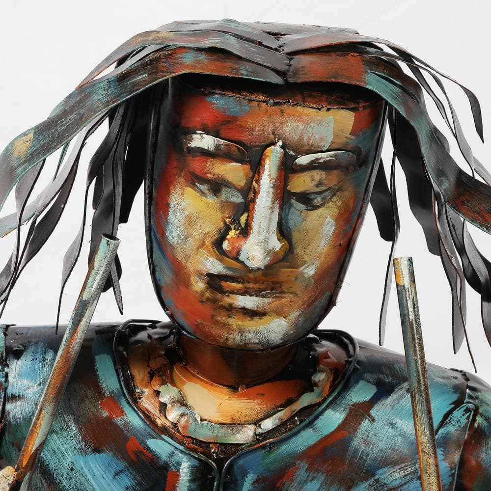 Hand-Painted Iron Drummer Sculpture with Colorful Finish