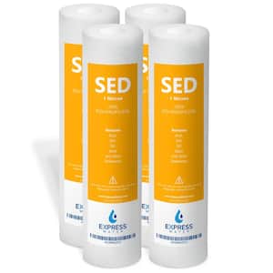 4 Pack Sediment Water Filter Replacement - 1 Micron - Under Sink and Reverse Osmosis System Filters