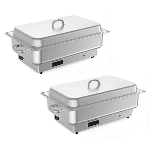 9 qt. (2 x 1/2-Pan) Electric Chafing Dish w/ Temperature Control Stainless Steel Buffet Servers and Warmers for Catering