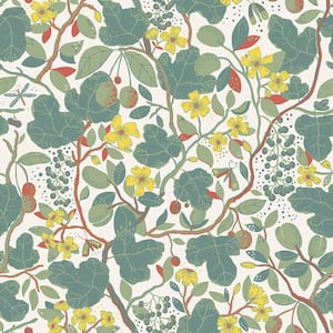 Ewald Turquoise Garden Vines Wallpaper Sample