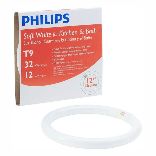 Philips 32-Watt 12 in. Linear T9 Circline Fluorescent Tube Light Bulb Bright White (3000K) (12-Pack)