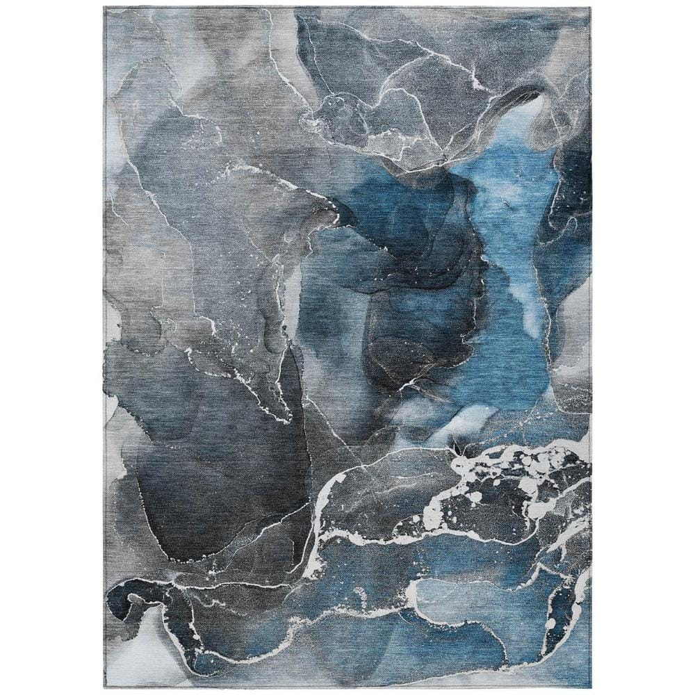 Ivory Blue and Gray 8 ft. x 10 ft. Abstract Indoor / Outdoor Area Rug price history on PriceWatchPro