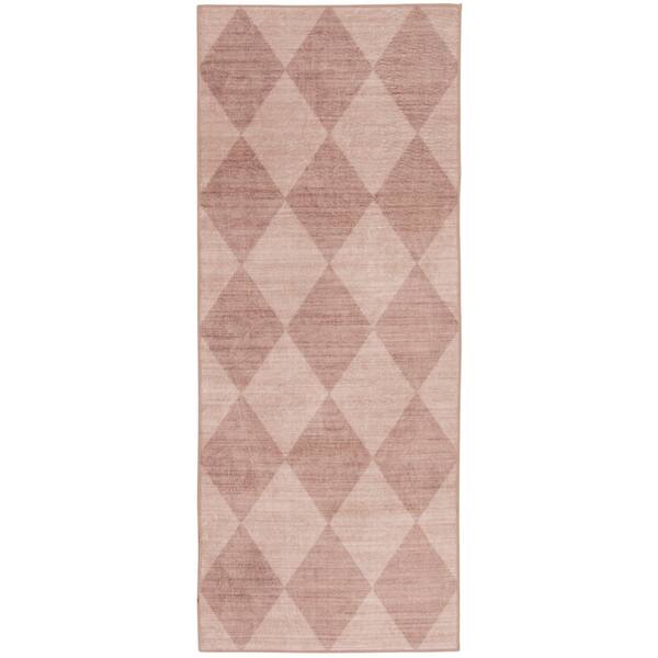 2 ft. x 5 ft. Cappuccino/Tan Diamond Check Washable Runner
