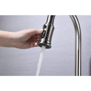 Singles Handle 19.68 in. Stainless Steel Surface-Mounted Faucet Kitchen Faucet with Pull Out Sprayer in Brushed Nickel