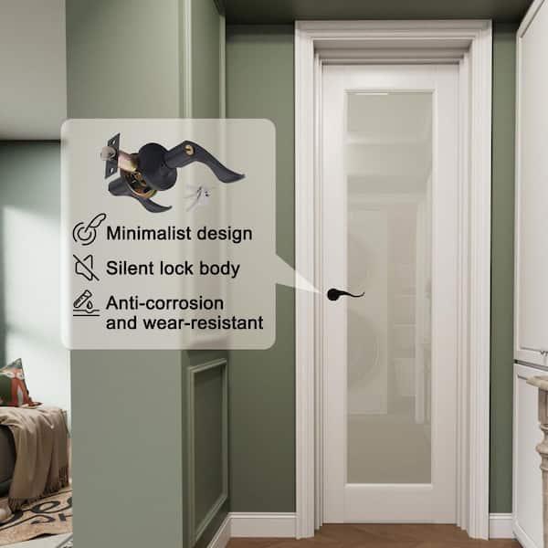 24 in. x 80 in. 1-Lite Frosted Glass Right White Solid Core MDF Single Interior Door Kit w/ Quick Assemble Jamb