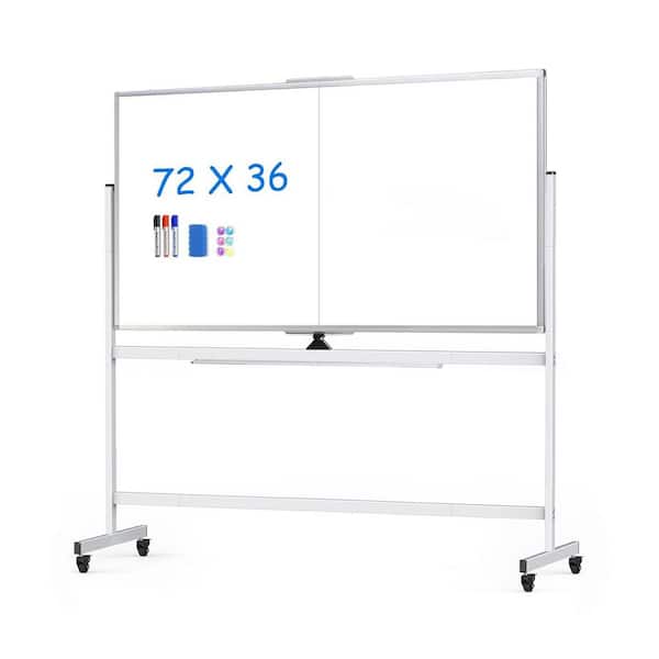 Rolling Bulletin Boards, 48x36 Large White Board with Stands, Big Double-Sided White Board Dry Erase on Wheels