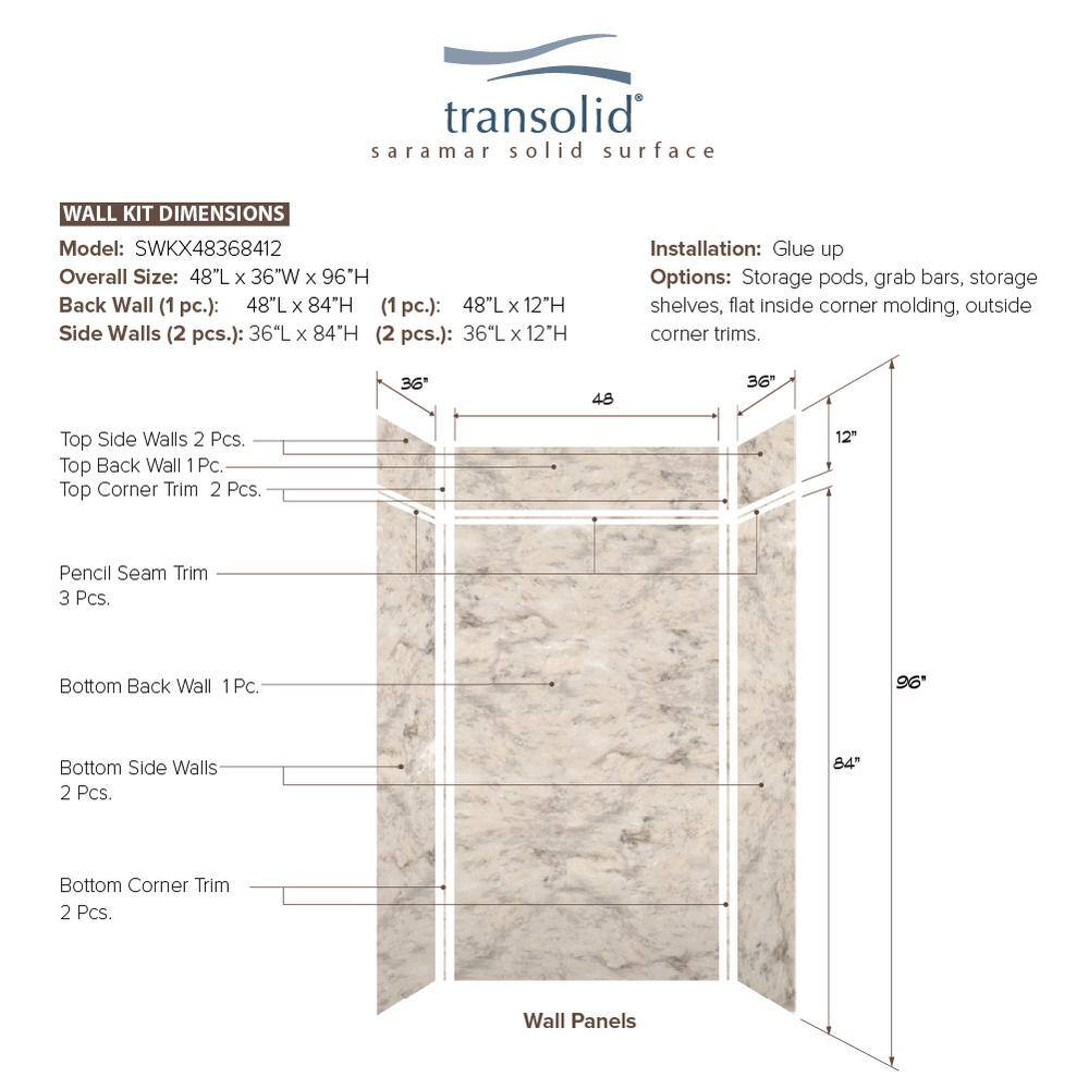 SaraMar Sand Creme Velvet 48'' x 96'' Glue Up Shower Wall Panels
