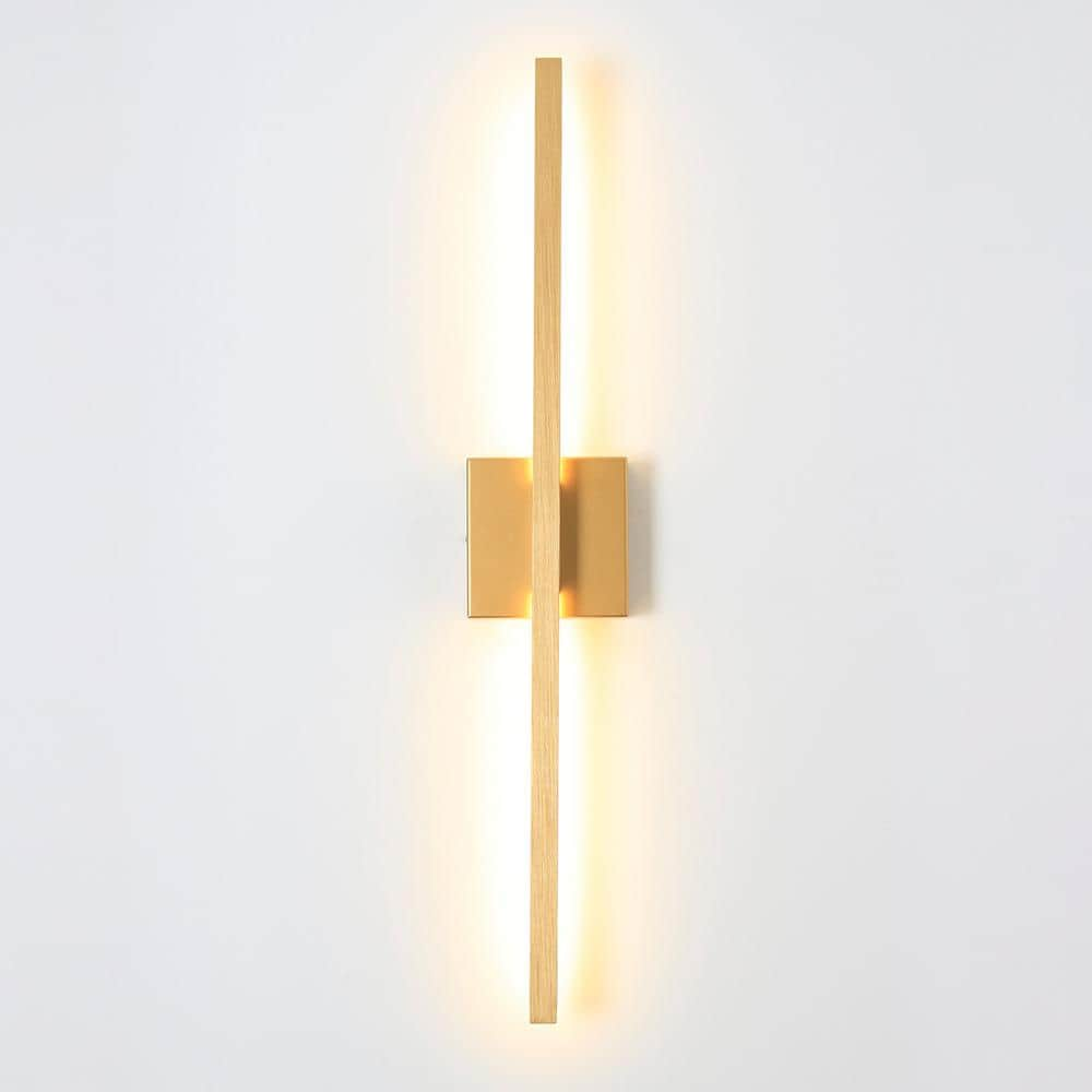 UMEILUCE 1-Light 27.5 in. Straight Line Gold LED Wall Sconces with ...