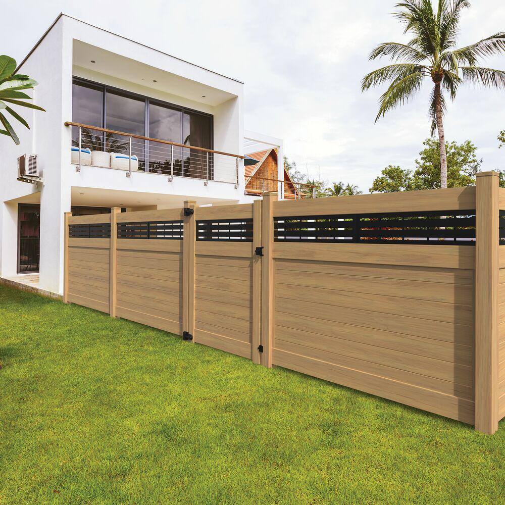 Cypress Woodgrain Vinyl Line Fence Post, 9-ft Height