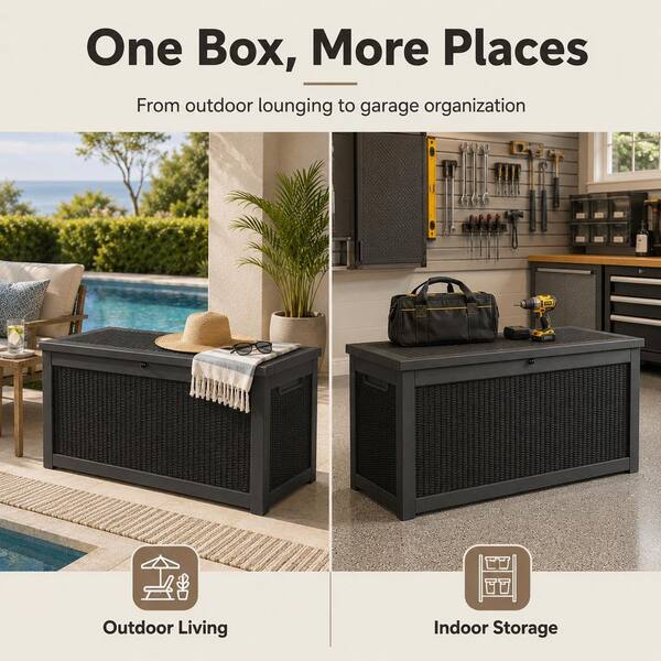 Mondawe 260 Gal. Resin Deck Box Lockable Lid Outdoor Storage Box