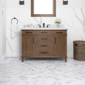 Sonoma 48 in. Single Sink Freestanding Almond Latte Bath Vanity with Carrara Marble Top (Assembled)