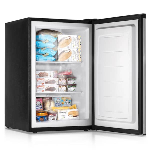 20. in 3.0 cu. ft. Compact Mini Refrigerator in Silver Stainless Steel with Compact Upright Freezer and Reversible Door