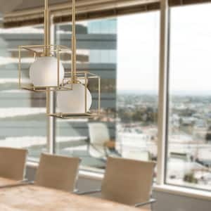 Cowen 60-Watt 1-Light Brushed Gold Pendant with Clear and Etched Glass Shade