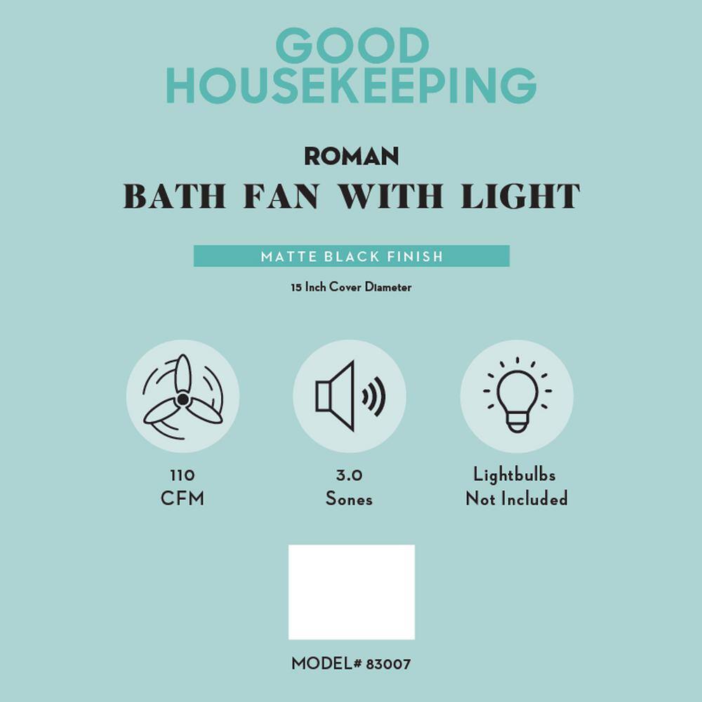 Matte Black Decorative Bathroom Exhaust Fan with Light and Night-Light