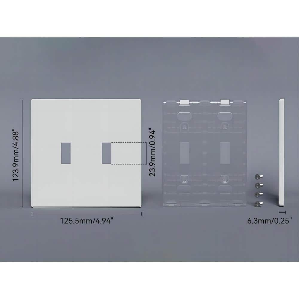 White 2-Gang Screwless Plastic Toggle Wall Plate Cover